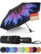 Seniny Windproof Travel Umbrella Automatic Umbrellas for Rain Portable Compact Umbrellas for Backpack Strong UV for Protection Folding Small Sun Umbrella for Car Walking Flower
