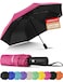 Seniny Windproof Travel Umbrella Automatic Umbrellas for Rain Portable Compact Umbrellas for Backpack Strong UV for Protection Folding Small Sun Umbrella for Car Walking Pink