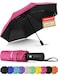 Seniny Windproof Travel Umbrella Automatic Umbrellas for Rain Portable Compact Umbrellas for Backpack Strong UV for Protection Folding Small Sun Umbrella for Car Walking Pink
