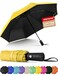 Seniny Windproof Travel Umbrella Automatic Umbrellas for Rain Portable Compact Umbrellas for Backpack Strong UV for Protection Folding Small Sun Umbrella for Car Walking Yellow