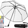GORILLA GRIP Compact Travel Size Umbrella for Rain Sleek Design Fits Backpack Purse and Carry On Lightweight Under 1lb One Click Open and Close Wind Resistant Durable Waterproof Quick Dry Clear