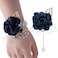 VEIDO Wrist Corsage Rose Flower Brooch for Wedding Party Prom Wristband Flower Set Navy