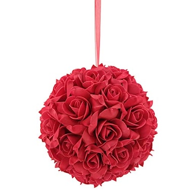 idyllic 8 Inches Artificial Flowers Roses Kissing Flower Balls DIY Wedding Bouquets Party Home Decorations Red