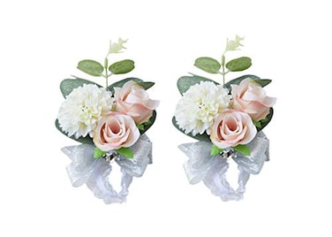 MOJUN Wedding Bridal Bridesmaid Wrist Flower Corsage Wedding Planner Wrist Corsage Hand Flower Pack of 2