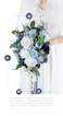 Yelinart 10 Inch Dusty Blue Wedding Bouquets for Bride Artificial Roses Flower Cascading Cascade Bridal Bouquet for Rustic Boho Fall Vintage Wedding Ceremony Party and Anniversary