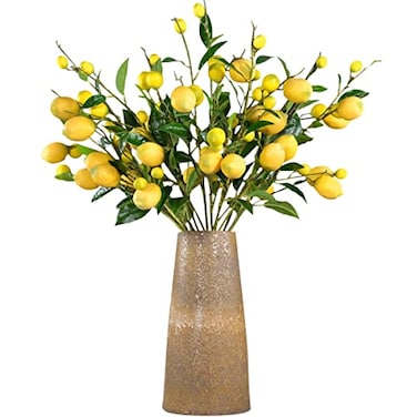 Sunm Boutique 2 Pack Artificial Lemon Branch Vivid Yellow Artificial Lemon Branch Home Party Garden Without vase Decoration
