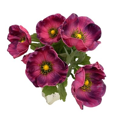 LebriTamFa 5Pcs Artifical Real Touch PU Anemone Flower Bouquet Room Home Decor Purple