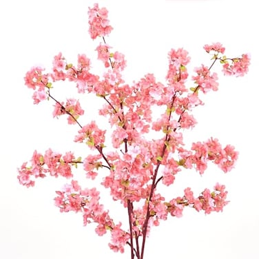 Sunm Boutique Silk Cherry Blossom Branches Artificial Cherry Blossom Tree Stems Faux Cherry Flowers Vase Arrangements for Wedding Home Decor Pink Cherry Blossom Set of 3