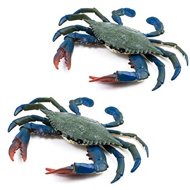AUEAR Plastic Crabs for Decor Artificial Sea Life Creatures Simulated Animal Home Party Creative Gift Blue 2Pack
