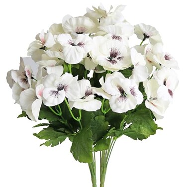 Htmeing 17 Inch Artificial Pansy Flowers Home Office Wedding Decoration White