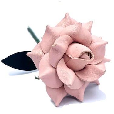 Camellia Bees Leather Rose Gift for herhim on Valentines Day Mothers Day Thanksgiving Third Years 3rd Wedding Anniversary Flower Pink