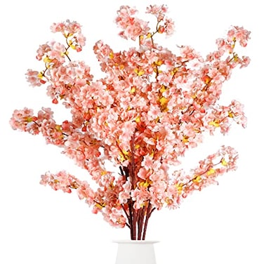 Sggvecsy Cherry Flower Branches Plum Blossom Artificial Flowers Branches 39 Inch Branches Flowers Tree Stems for Home Wedding Party Decor 3 Pcs Pink