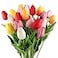 Beferr 18Pcs Tulips Artificial Flowers Faux Tulip Real Touch Tulip Fake Flowers Bouquets Arrangements for Mothers Day Spring Easter Wedding Home Table Decor