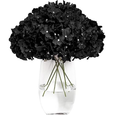 Tifuly Hydrangea Artificial Flowers 12 pcs Realistic Fake Hydrangea Silk Flowers with Stems Faux Hydrangea Flowers Heads for Office Home Party Wedding Centerpiece DIY Floral DecorBlack