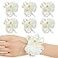 Meldel 6pcs BeigeWhite Wedding Wrist Corsages Faux Silk Rose for Women