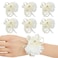 Meldel 6pcs BeigeWhite Wedding Wrist Corsages Faux Silk Rose for Women