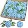 homEdge Artificial Rose 25pcs Foam Artificial Flowers with Stem for Home Decorations Wedding Bouquets Party Certerpieces AnniversariesAqua Blue