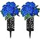 Cindeer 50 Artificial Cemetery Flowers with 2 Cemetery Vase Blue Rose Floral Grave Decorations 2 Set Headstones Black Plastic Holder with Drainage Hole Long Spikes Human Grave Markers for Outdoor Memo