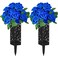 Cindeer 50 Artificial Cemetery Flowers with 2 Cemetery Vase Blue Rose Floral Grave Decorations 2 Set Headstones Black Plastic Holder with Drainage Hole Long Spikes Human Grave Markers for Outdoor Memo