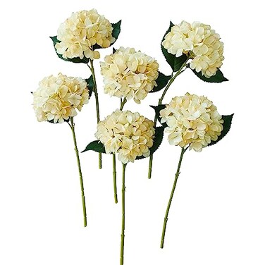 ARTIFIPLANT Hydrangea Artificial Flowers6 Pcs Faux Hydrangea FlowersArtificial Hydrangeas Flowers with StemsFake HydrangeasSilk Hydrangeas Flowers with Stems for Home Decor 6 Champagne
