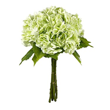 Yatim 21In Light Green Artificial Hydrangea Flowers 5 Pcs Real Touch 3D Print Latex Flowers for Wedding Centerpieces Bouquets DIY Floral Decor Home Decoration with Stems