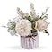 Meyerascal Artificial Potted Flowers White Small Ceramic Vase Fake Flower Plants Desktop Decoration Indoor for Home and Office Faux Flowers Hydrangea Decora for TableBookshelfBedroomLiving RoomWhite
