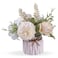 Meyerascal Artificial Potted Flowers White Small Ceramic Vase Fake Flower Plants Desktop Decoration Indoor for Home and Office Faux Flowers Hydrangea Decora for TableBookshelfBedroomLiving RoomWhite