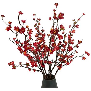 ARTIFIPLANT Plum Blossom Flowers Artificial6Pcs Red Cherry Blossom FlowersFaux Cherry Blossom Flower Branches for Home and Office Decor red 6