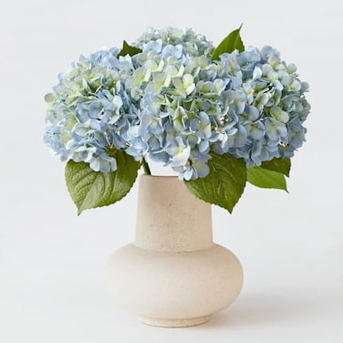 ZYTUYO 20 4PCS Artificial Light Blue Hydrangea Flowers Large Faux Latex Real Touch Fake Hydrangeas Silk Bouquet with Leaves Stems for Family Table Office Wedding Party Arrangements