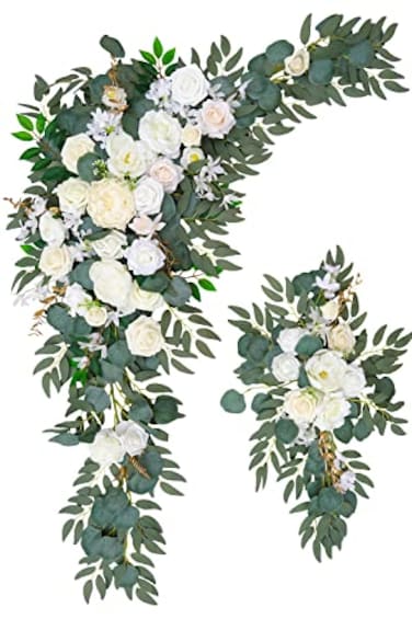 BASIMAN Arch Flowers Pack of 2 for Wedding Ceremony Arbor and Reception Backdrop Decoration Wedding Welcome Signs Floral Birthday Party Decoration