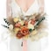 Rinlong 157 Wide Fall Wedding Bouquets for Bride Burnt Orange Dried Flowers Pampas Bridal Bouquet for Wedding Boho Terracotta Bouquets