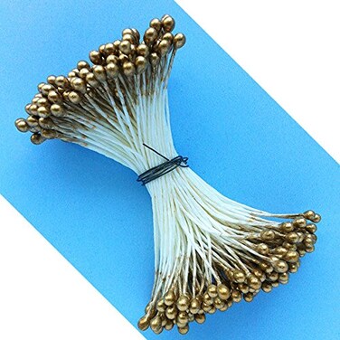 W OF Metallic Round Tip Flower Stamen Gold