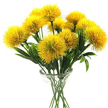 Yalulu 10 Pcs Dandelion Artificial Flowers Plants Bouquet Plastic Flower for Home DecorationWedding Decor Yellow