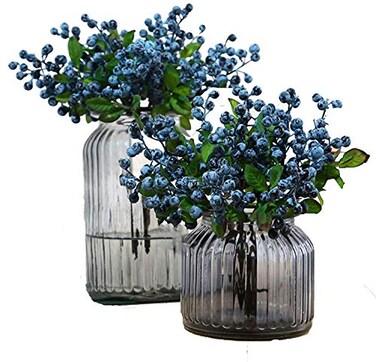 TBUY ROSE Fake Artificial Flowers California Berries Blueberry Fruit for Home Hotel Decor Blue 20 Pack