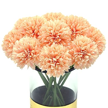 Blooming Paradise 10Pcs Artificial Fake Flower Plants Silk Chrysanthemum Ball Hydrangea Arrangements Wedding Bouquets Decor Home Kitchen Garden Party Table Floral Centerpieces DIY Grapefruit Pink