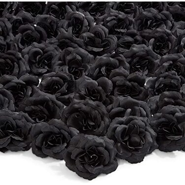 Bright Creations Black Artificial Roses Bulk 3Inch Stemless Foam Roses 50 Pack for Crafts Home Decor