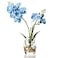 Jusdreen Artificial Blue Orchid in Glass Vase Realistic Phalaenopsis Arrangement with Potting for Home Office Table Decor 145 Inch Flower Centerpiece