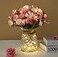 N / Artificial LED Pink Rose Flowers with Glass Vase Flower Arrangement for Table Centerpiece Home Office Wedding Decoration