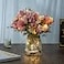N / Artificial LED Pink Rose Flowers with Glass Vase Flower Arrangement for Table Centerpiece Home Office Wedding Decoration