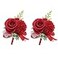 ARTFLWS 2PCS Rose Flower Wrist Corsage Boutonniere Set Handmade Artificial Corsage Set Bride Hand Flower Men Boutonniere for Wedding Party Prom Decorations 2 Boutonnieres Red