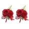 ARTFLWS 2PCS Rose Flower Wrist Corsage Boutonniere Set Handmade Artificial Corsage Set Bride Hand Flower Men Boutonniere for Wedding Party Prom Decorations 2 Boutonnieres Red