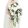 Ling's moment Lings moment White Bridal Bouquet Cascading Ivory Wedding Bouquets for Bride 15 Inch Bride Bouquets for Wedding Artificial Flowers Bouquets