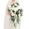 Ling's moment Lings moment White Bridal Bouquet Cascading Ivory Wedding Bouquets for Bride 15 Inch Bride Bouquets for Wedding Artificial Flowers Bouquets