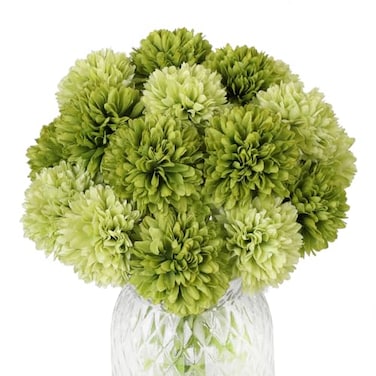 Jim's Cabin Jims Cabin Artificial Flowers 12Pcs Fake Silk Artificial Chrysanthemum Ball Hydrangea Bridal Wedding Bouquet for Kitchen Home Decor