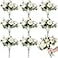 Yunsailing 8 Pack Artificial Peony Flowers Faux Silk Hydrangea Bouquet Wedding Home Table Decor Reusable Bouquet of Rose Flower for Birthday WeddingWhite