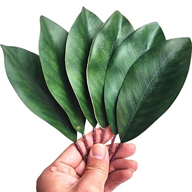 VENCELIN 20Pcs Artificial Magnolia Leaf Fake Green Leaves for Decorate Flower Garland Artificial Magnolia Leaf Stem