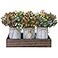 HEMYLU Table Centerpiece Decoration Artificial Flower Set with 3 Fake Milan Bouquet and Wood Tray for Desk Home Bathroom Office Dcor