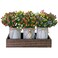 HEMYLU Table Centerpiece Decoration Artificial Flower Set with 3 Fake Milan Bouquet and Wood Tray for Desk Home Bathroom Office Dcor