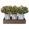 HEMYLU Table Centerpiece Decoration Artificial Flower Set with 3 Fake Milan Bouquet and Wood Tray for Desk Home Bathroom Office Dcor