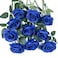 Exoment 10Pcs Royal Blue Artificial Silk Roses Flowers Single Long Stem Velet Real Touch Fake Roses Bouquets for Home Office Garden Decoration